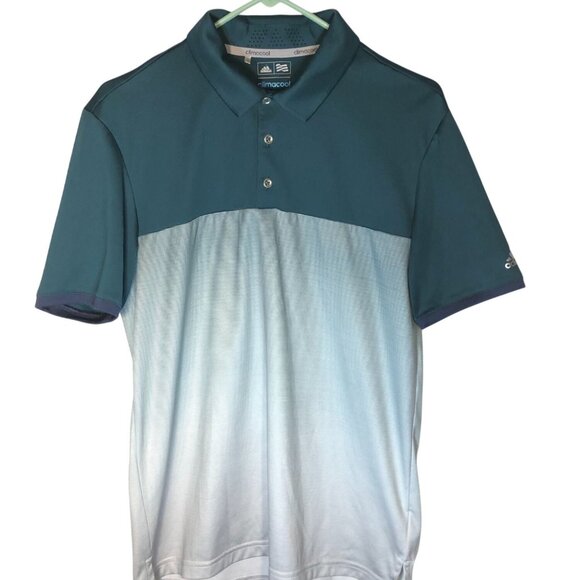 Adidas Mens Polo Shirt ClimaCool Gradient Small Lightweight Golf Activewear Teal - Picture 1 of 8